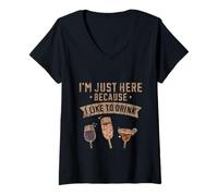 Mujer I'm Just Here Because I Like To Drink Workout Fun - Camiseta Cuello V