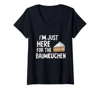 Mujer I'm Just Here for The Baumkuchen German Layer Dessert Cake Camiseta Cuello V