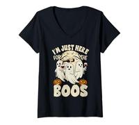 Mujer I'm Just Here For The Boos Ghost Funny Halloween Women Camiseta Cuello V