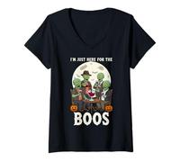 Mujer I'm Just Here For The Boos Zombies Funny Halloween Camiseta Cuello V