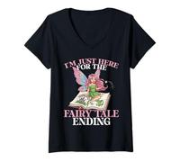 Mujer I'm Just Here for The Fairy Tale Ending Design Fairy Women Camiseta Cuello V