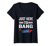 Mujer I'm Just Here to Bang 4th July Funny Petardo Camiseta Cuello V