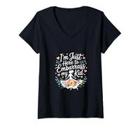 Mujer I'm Just Here To Embarrass My Kid Momentos de crianza |- Camiseta Cuello V