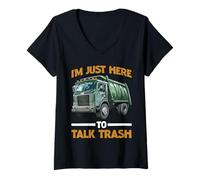 Mujer I'm Just Here To Talk Trash Recolector de Basura Sanitaria - Camiseta Cuello V