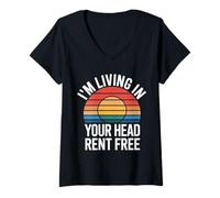 Mujer I'm Living In Your Head Rent Free Cita sarcástica audaz |- Camiseta Cuello V