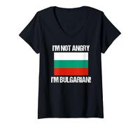 Mujer I'm Not Angry Bulgaria Bandera búlgaro-Estadounidense Camiseta Cuello V