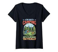 Mujer I'm Not Camping I'm Playing Tactically Estrategia de jugador Camiseta Cuello V