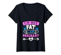 Mujer I'm Not Fat I'am Pregnant Funny Embarazada Anuncio Mamá Camiseta Cuello V