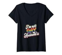 Mujer I'm Not Gay My Husband Is Orgullo LGBTQ ||--- Camiseta Cuello V