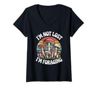 Mujer I'm Not Lost I'm Foraging Mycologist Mushroom Camiseta Cuello V