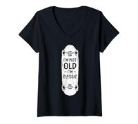 Mujer I'm Not Old I'm Classic Funny Vintage Skateboard Hombres Mujeres Camiseta Cuello V