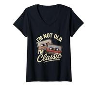 Mujer I'm Not Old I'm Classic Retro Cassette Tape Mix Design Camiseta Cuello V