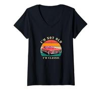 Mujer I'm Not Old I'm Classic Retro Classic Car Show Camiseta Cuello V