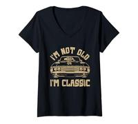 Mujer I'm not old I'm classic Vintage Muscle Car Funny Old Men Camiseta Cuello V