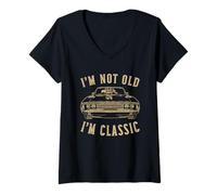 Mujer I'm not old I'm classic Vintage Muscle Car Funny Old Men Camiseta Cuello V