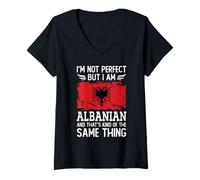 Mujer I'm Not Perfect but I am Albanian Albania Flag Camiseta Cuello V