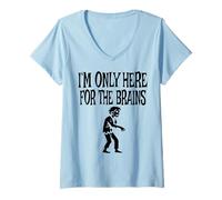 Mujer I'm Only Here For The Brains Costume Halloween Zombie Camiseta Cuello V