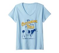 Mujer I'm Outstanding In My Field Cow Pun for Farmers Dad Joke Camiseta Cuello V