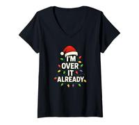 Mujer I'm Over It Already Funny Christmas Sutil Bah Humbug Camiseta Cuello V