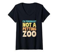 Mujer I'm Pregnant Not a Petting Zoo Camiseta Cuello V