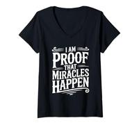 Mujer I'm Proof That Miracles Happen - Cita inspiradora Camiseta Cuello V
