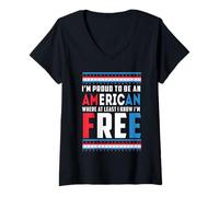 Mujer I'm Proud To Be An America Patriotic Funny 4th of July Camiseta Cuello V