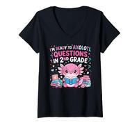 Mujer I'm Ready to Axolotl Questions in 2nd Grade Kawaii Girls Camiseta Cuello V