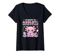 Mujer I'm Ready to Axolotl Questions in 2nd Grade Kawaii Girls Camiseta Cuello V
