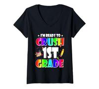 Mujer I'm Ready To Crush 1st Grade Back To School Teacher Student Camiseta Cuello V