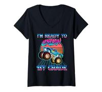 Mujer I'm Ready To Crush 1st Grade Monster Truck Back to School Camiseta Cuello V