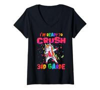 Mujer I'm Ready To Crush 3rd Grade Dabbing Unicorn Back to School Camiseta Cuello V