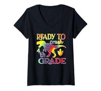 Mujer I'm Ready To Crush 4th Grade Dinosaurs Back To School Camiseta Cuello V