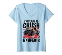 Mujer I'm Ready to Crush 67 Hearts Boys Valentines Monster Trucks Camiseta Cuello V