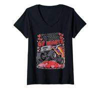 Mujer I'm Ready to Crush 67 Hearts Boys Valentines Monster Trucks Camiseta Cuello V