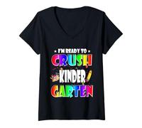 Mujer I'm Ready To Crush Kindergarten Back To School Camiseta Cuello V