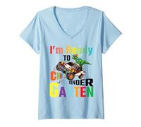 Mujer I'm Ready to Crush Kindergarten Boys Back to School Dinosaur Camiseta Cuello V