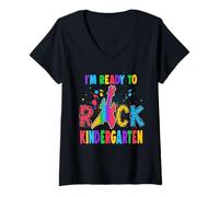 Mujer I'm Ready To Rock Kindergarten Guitar Back To School Camiseta Cuello V