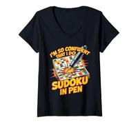 Mujer I'm So Confident That I Do Sudoku In Pen Puzzle Player - Camiseta Cuello V