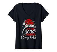 Mujer I'm So Good Santa Claus Vino Dos Veces coincidiendo con la Navidad Familiar Camiseta Cuello V