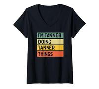 Mujer I'm Tanner Doing Tanner Things - Cita Personalizada Divertida Camiseta Cuello V