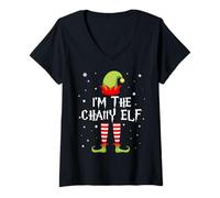 Mujer I'm The Chatty Elf Funny Christmas Matching Family Group Camiseta Cuello V