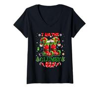 Mujer I'm The Clumsy Elf Christmas Outfit Funny Xmas Camiseta Cuello V