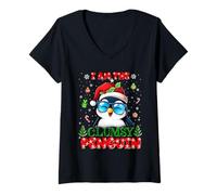 Mujer I'm The Clumsy Penguin Christmas Outfit Funny Xmas Camiseta Cuello V