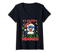 Mujer I'm The Cozy Penguin Christmas Outfit Funny Xmas Camiseta Cuello V