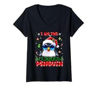 Mujer I'm The Curious Penguin Christmas Outfit Funny Xmas Camiseta Cuello V