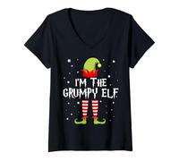 Mujer I'm The Grumpy Elf Funny Christmas Matching Family Group Camiseta Cuello V