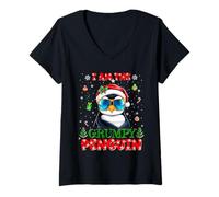 Mujer I'm The Grumpy Penguin Christmas Outfit Funny Xmas Camiseta Cuello V