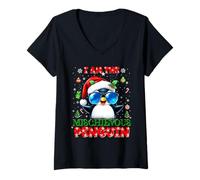 Mujer I'm The Mischievous Penguin Christmas Outfit Funny Xmas Camiseta Cuello V