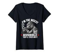 Mujer I'm The Nicest Asshole You'Ll Ever Meet Monkey Camiseta Cuello V