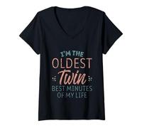 Mujer I'm The Oldest Twin Best Minutes Of My Life Camiseta Cuello V